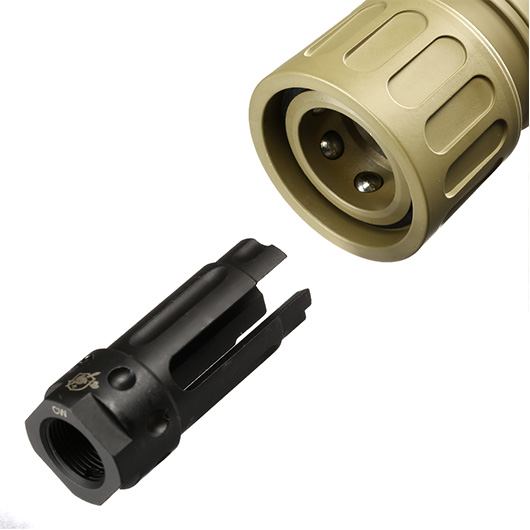 MadBull / Knight's Armament QDC Suppressor Quick Detach mit 3 Prong Flash-Hider 14mm+ Tan Bild 5