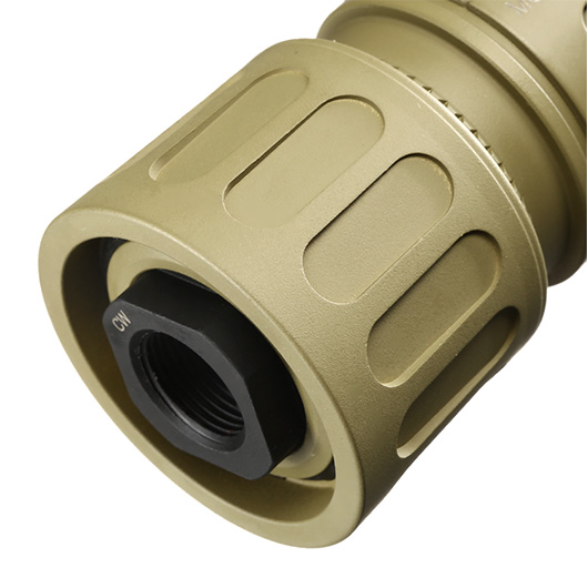 MadBull / Knight's Armament QDC CQB Suppressor Quick Detach mit 3 Prong Flash-Hider 14mm+ Tan Bild 4