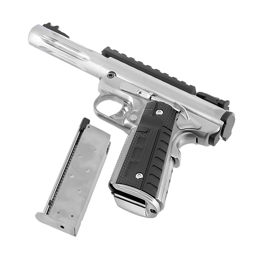 Wei-ETech Galaxy 1911 Premium Vollmetall GBB 6mm BB Satin-Chrome - Short-Version Bild 6