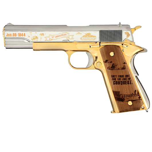 G&G GPM1911A1 D-Day 78 Anniversary Vollmetall 6mm BB gold-chrome inkl. Holzschatulle Limited Edition Bild 1