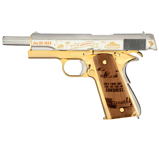 G&G GPM1911A1 D-Day 78 Anniversary Vollmetall 6mm BB gold-chrome inkl. Holzschatulle Limited Edition Bild 2