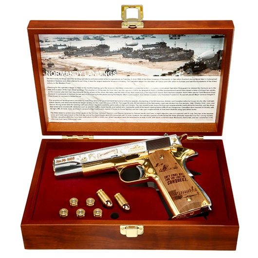 G&G GPM1911A1 D-Day 78 Anniversary Vollmetall 6mm BB gold-chrome inkl. Holzschatulle Limited Edition Bild 8