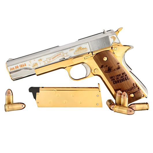 G&G GPM1911A1 D-Day 78 Anniversary Vollmetall 6mm BB gold-chrome inkl. Holzschatulle Limited Edition Bild 9