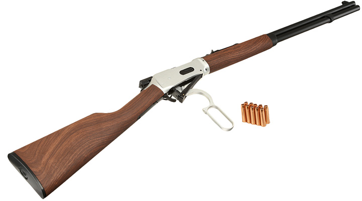 Double Bell M1894 Western Rifle mit Hlsenauswurf Vollmetall CO2 6mm BB silber - Holzoptik Bild 5