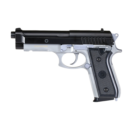 Cybergun PT92 mit Metallschlitten H.P.A. Fire Line Springer 6mm BB Dual Tone schwarz / silber Bild 1