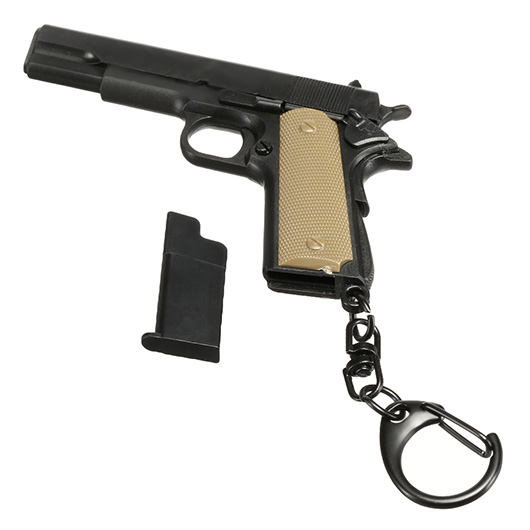 WoSport Schlsselanhnger M1911 A1 Pistole 1:4 Miniaturmodell schwarz/tan Bild 5