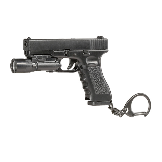 WoSport Schlsselanhnger G17 Pistole mit Lampe 1:4 Miniaturmodell schwarz