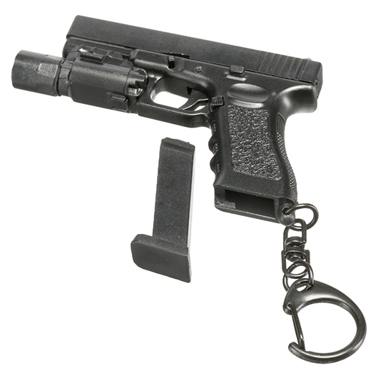 WoSport Schlsselanhnger G17 Pistole mit Lampe 1:4 Miniaturmodell schwarz Bild 5