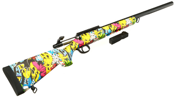 Double Bell VSR-10 Bolt Action Snipergewehr Springer 6mm BB schwarz - Jokers Graffiti Edition Bild 5