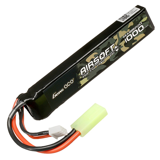 Gens Ace Airsoft LiPo Akku 7,4V 1000mAh 25C Stock-Tube Type m. Mini-Tam Anschluss Bild 2