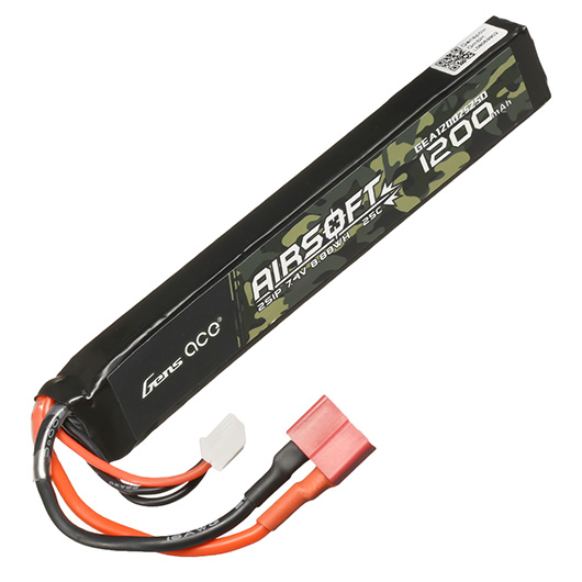 Gens Ace Airsoft LiPo Akku 7,4V 1200mAh 25C / 80C Long Stock-Tube Type m. T-Stecker Anschluss Bild 2