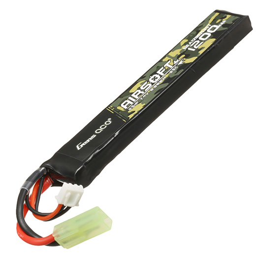 Gens Ace Airsoft LiPo Akku 7,4V 1200mAh 25C / 80C Long Stock-Tube Type m. Mini-Tam Anschluss Bild 1