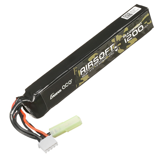 Gens Ace Airsoft LiPo Akku 11,1V 1200mAh 25C / 80C Long Stock-Tube Type m. Mini-Tam Anschluss Bild 2