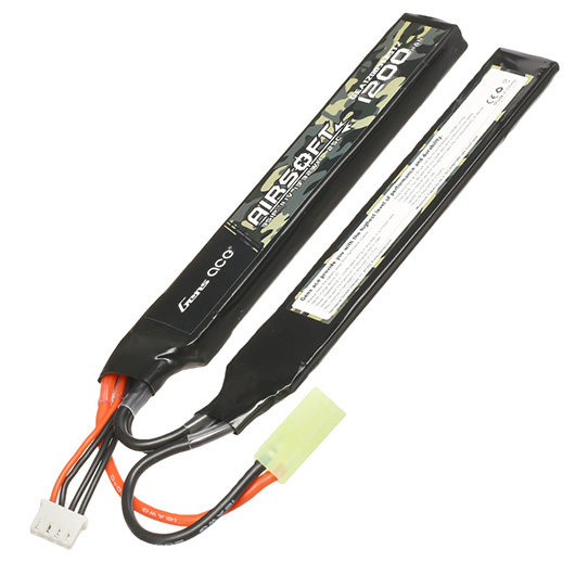 Gens Ace Airsoft LiPo Akku 11,1V 1200mAh 25C / 80C Small-Long Two-Panel Type m. Mini-Tam Anschluss