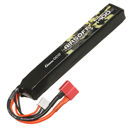 Gens Ace Airsoft LiPo Akku 7,4V 1400mAh 25C / 80C Long Stock-Tube Type m. T-Stecker Anschluss