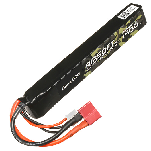 Gens Ace Airsoft LiPo Akku 7,4V 1400mAh 25C / 80C Long Stock-Tube Type m. T-Stecker Anschluss Bild 2