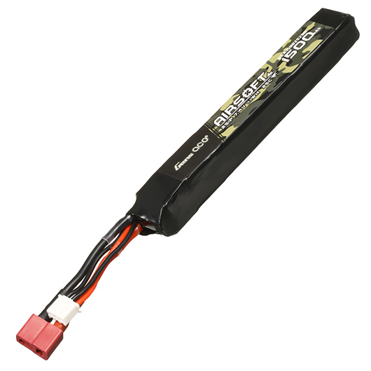 Gens Ace Airsoft LiPo Akku 7,4V 1500mAh 25C / 80C Long Stock-Tube Type m. T-Stecker Anschluss Bild 1