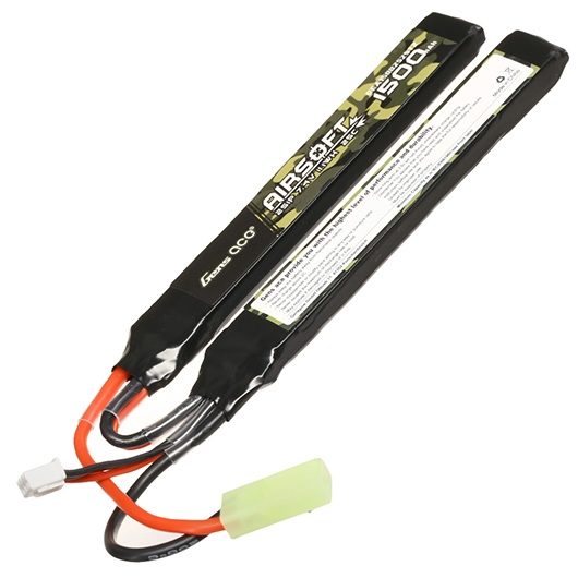 Gens Ace Airsoft LiPo Akku 7,4V 1500mAh 25C / 80C Small-Long Two-Panel Type m. Mini-Tam Anschluss