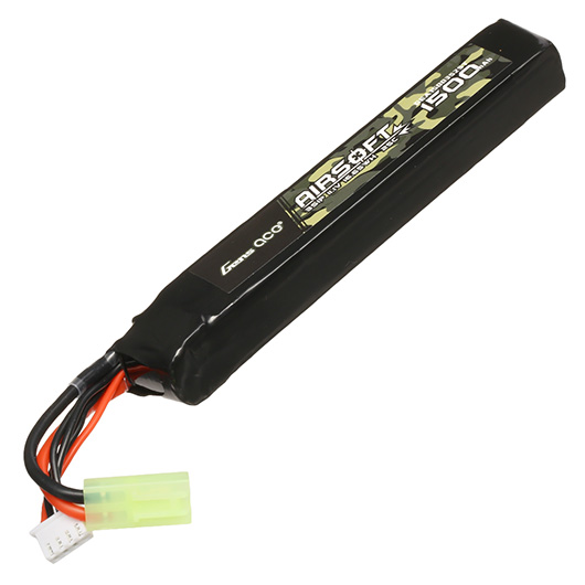 Gens Ace Airsoft LiPo Akku 11,1V 1500mAh 25C / 80C Long Stock-Tube Type m. Mini-Tam Anschluss