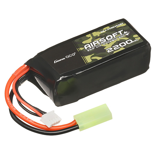 Gens Ace Airsoft LiPo Akku 11,1V 2200mAh 20C / 40C AN/PEQ Large-Type m. Mini-Tam Anschluss