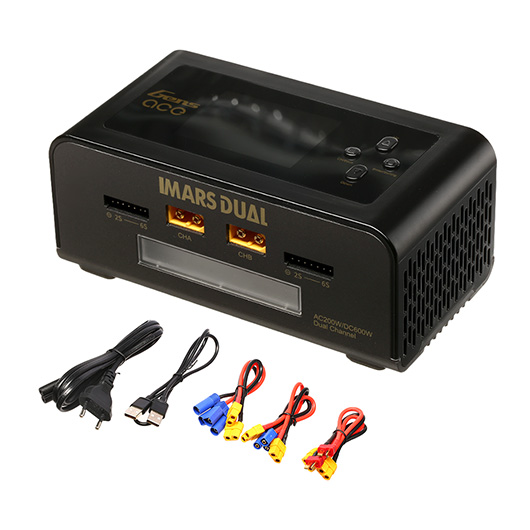 Gens Ace Imars Dual Channel Charger Ladegert schwarz f. LiPo / LiFe 1-6 / NiMH 1-16 15A 600W 12 / 230V