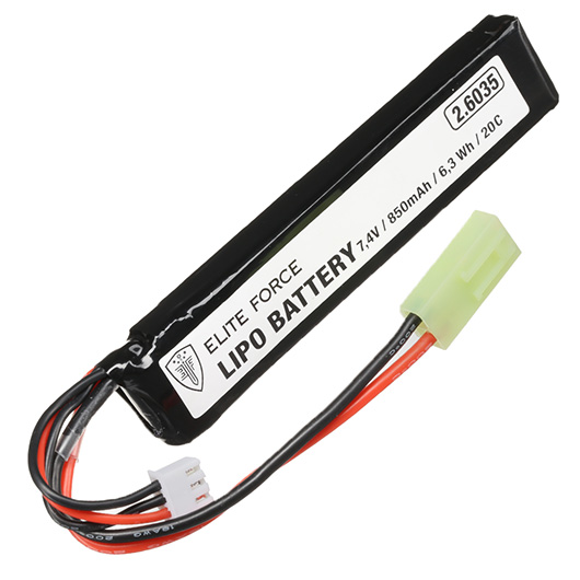 Elite Force LiPo Akku 7,4V 850mAh 20C Stock-Tube Type m. Mini-Tam Anschluss Bild 2