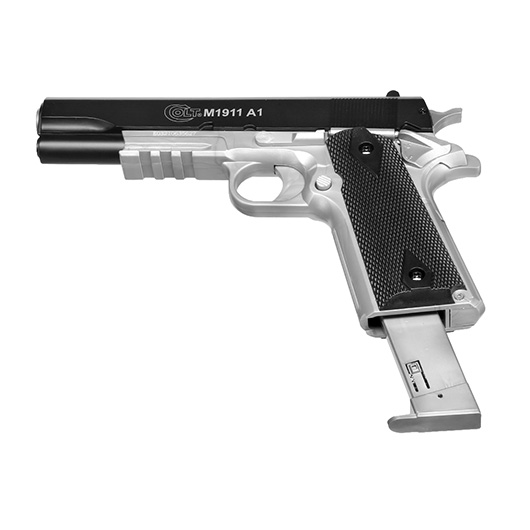 Cybergun Colt M1911A1 mit Metallschlitten H.P.A. Fire Line Springer 6mm BB Dual Tone schwarz / silber Bild 4