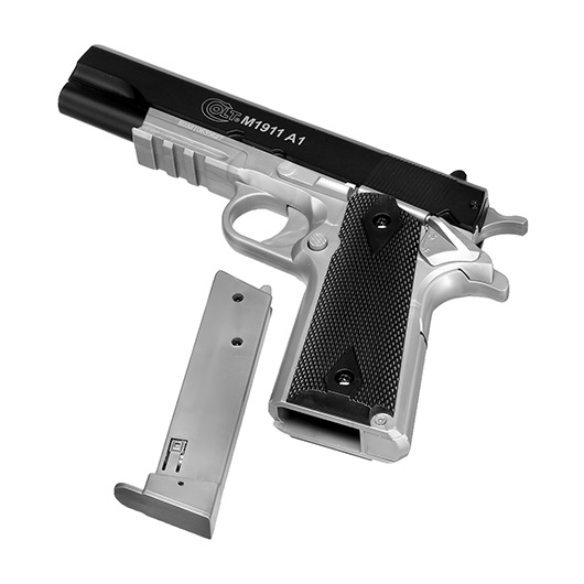 Cybergun Colt M1911A1 mit Metallschlitten H.P.A. Fire Line Springer 6mm BB Dual Tone schwarz / silber Bild 5