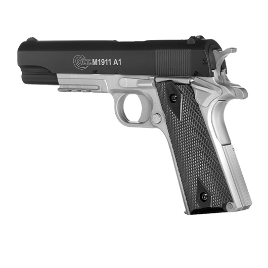 Cybergun Colt M1911A1 mit Metallschlitten H.P.A. Fire Line Springer 6mm BB Dual Tone schwarz / silber Bild 7