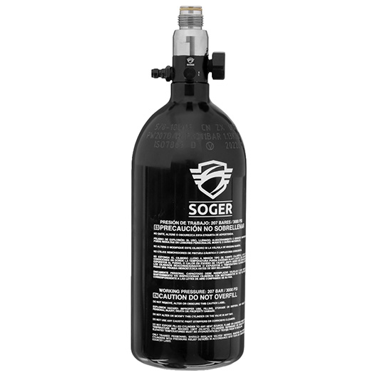 Soger Sports 0,8L / 48ci HPA Tank mit Regulator 3000 PSI / 850 PSI schwarz