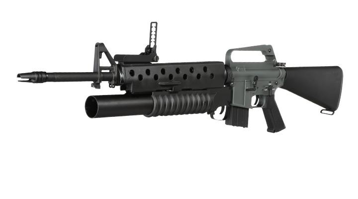 E&C M16A1 Rifle inkl. M203 Grenade Launcher Vollmetall QD-1.5 Gearbox S-AEG 6mm BB schwarz