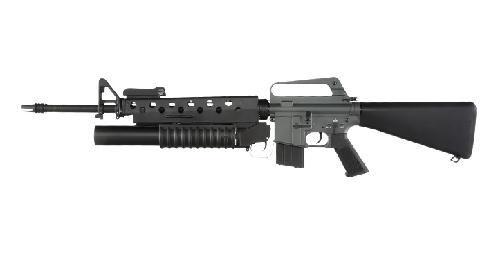E&C M16A1 Rifle inkl. M203 Grenade Launcher Vollmetall QD-1.5 Gearbox S-AEG 6mm BB schwarz Bild 1