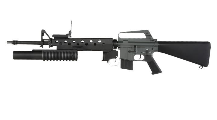 E&C M16A1 Rifle inkl. M203 Grenade Launcher Vollmetall QD-1.5 Gearbox S-AEG 6mm BB schwarz Bild 2