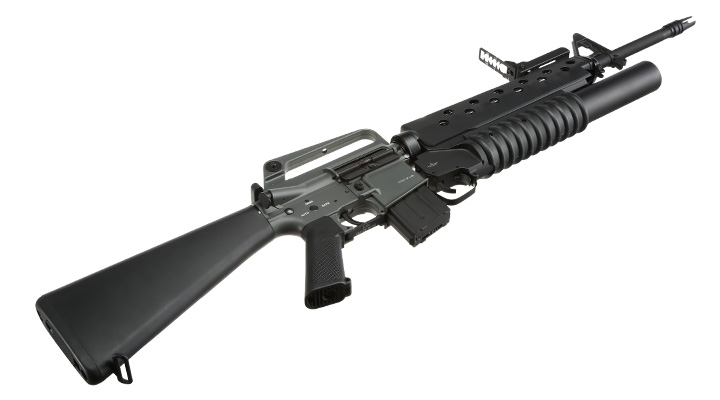 E&C M16A1 Rifle inkl. M203 Grenade Launcher Vollmetall QD-1.5 Gearbox S-AEG 6mm BB schwarz Bild 5