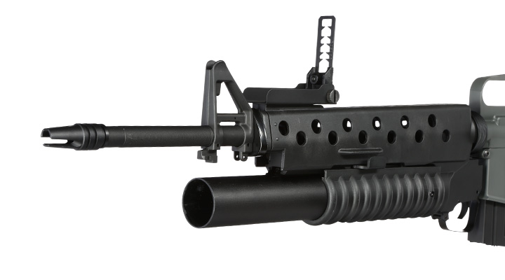 E&C M16A1 Rifle inkl. M203 Grenade Launcher Vollmetall QD-1.5 Gearbox S-AEG 6mm BB schwarz Bild 6