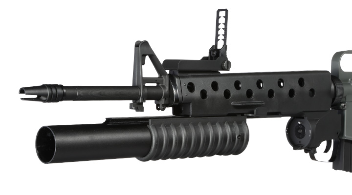 E&C M16A1 Rifle inkl. M203 Grenade Launcher Vollmetall QD-1.5 Gearbox S-AEG 6mm BB schwarz Bild 7