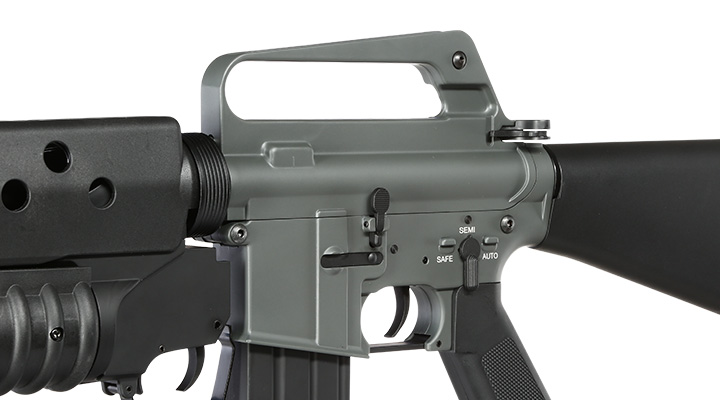 E&C M16A1 Rifle inkl. M203 Grenade Launcher Vollmetall QD-1.5 Gearbox S-AEG 6mm BB schwarz Bild 8
