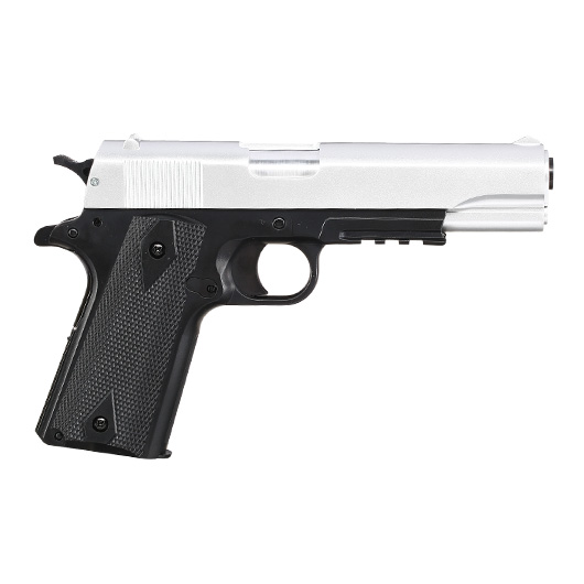 Cybergun Colt M1911A1 mit Metallschlitten H.P.A. Fire Line Springer 6mm BB Dual Tone silber / schwarz Bild 3