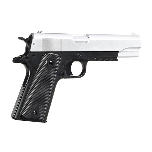 Cybergun Colt M1911A1 mit Metallschlitten H.P.A. Fire Line Springer 6mm BB Dual Tone silber / schwarz Bild 4