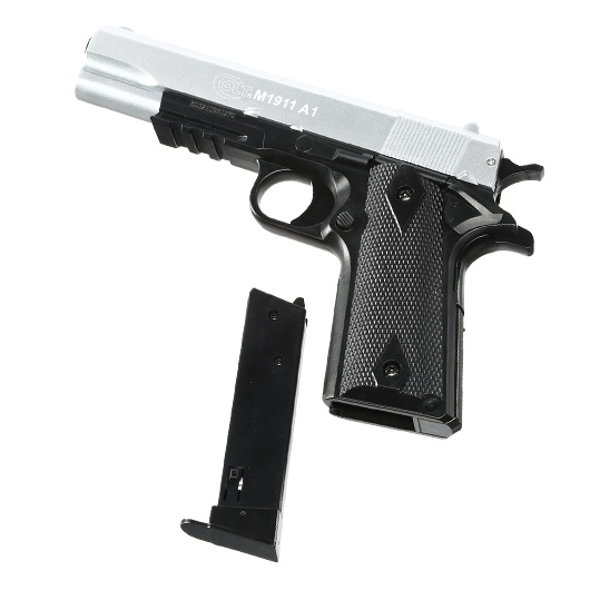 Cybergun Colt M1911A1 mit Metallschlitten H.P.A. Fire Line Springer 6mm BB Dual Tone silber / schwarz Bild 6