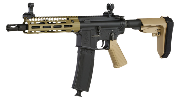 King Arms / EMG Troy Industries M4 SOCC 7.6 PDW Vollmetall S-AEG 6mm BB Dark Earth