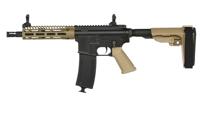 King Arms / EMG Troy Industries M4 SOCC 7.6 PDW Vollmetall S-AEG 6mm BB Dark Earth Bild 1