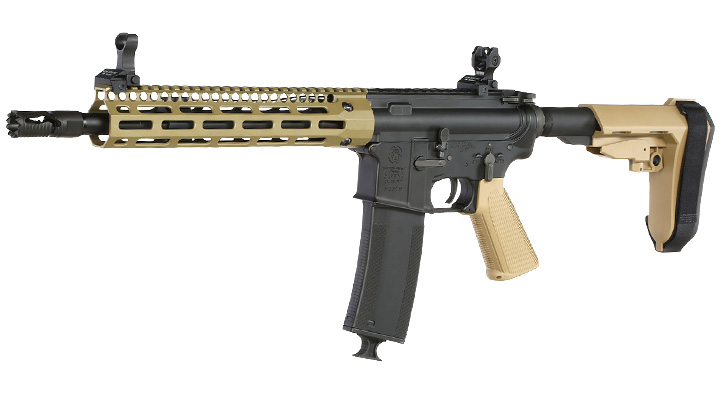 King Arms / EMG Troy Industries M4 SOCC 10.5 CQB Vollmetall S-AEG 6mm BB Dark Earth