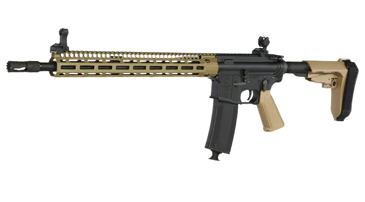 King Arms / EMG Troy Industries M4 SOCC 15 Carbine Vollmetall S-AEG 6mm BB Dark Earth