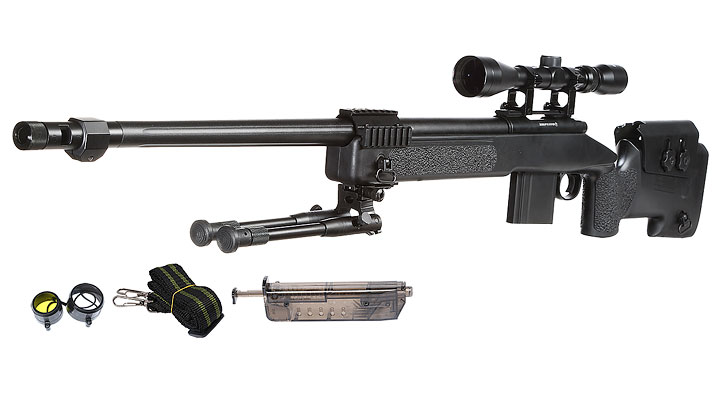 Well MB4416D USMC M40A5 Snipergewehr inkl. Zweibein / Zielfernrohr Springer 6mm BB schwarz