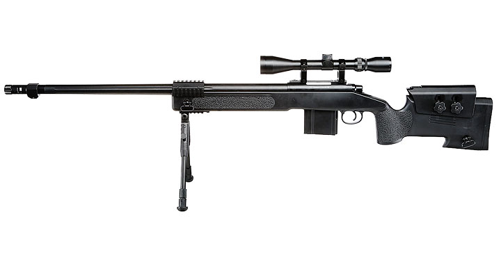 Well MB4416D USMC M40A5 Snipergewehr inkl. Zweibein / Zielfernrohr Springer 6mm BB schwarz Bild 1