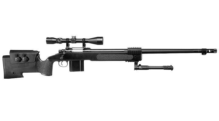 Well MB4416D USMC M40A5 Snipergewehr inkl. Zweibein / Zielfernrohr Springer 6mm BB schwarz Bild 2
