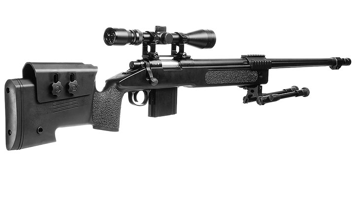 Well MB4416D USMC M40A5 Snipergewehr inkl. Zweibein / Zielfernrohr Springer 6mm BB schwarz Bild 3