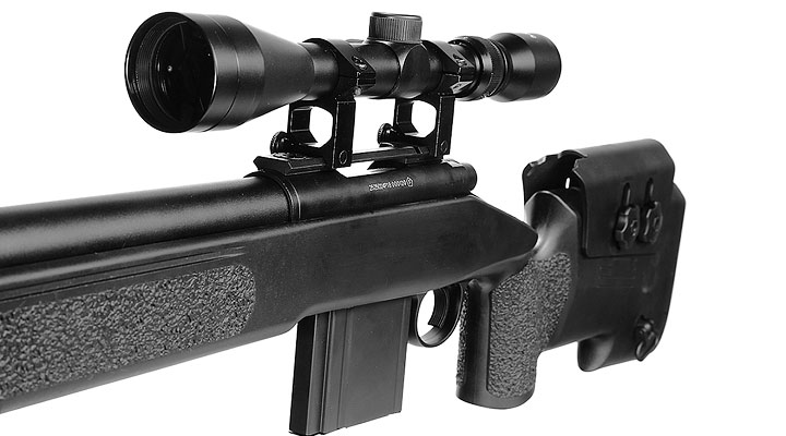 Well MB4416D USMC M40A5 Snipergewehr inkl. Zweibein / Zielfernrohr Springer 6mm BB schwarz Bild 6