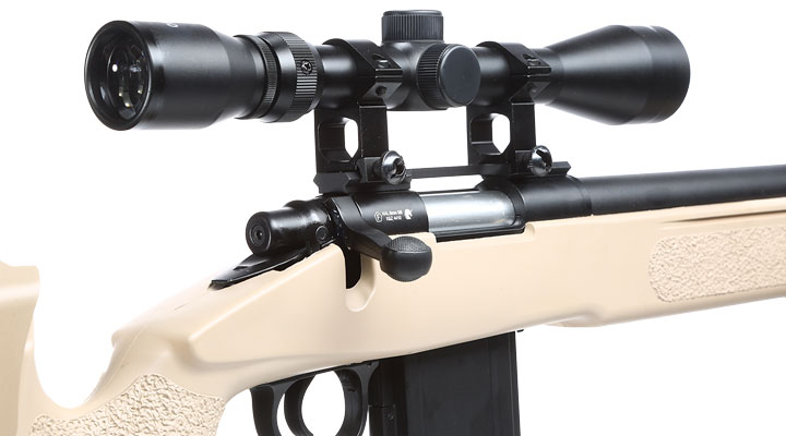 Well MB4416D USMC M40A5 Snipergewehr inkl. Zweibein / Zielfernrohr Springer 6mm BB tan Bild 7